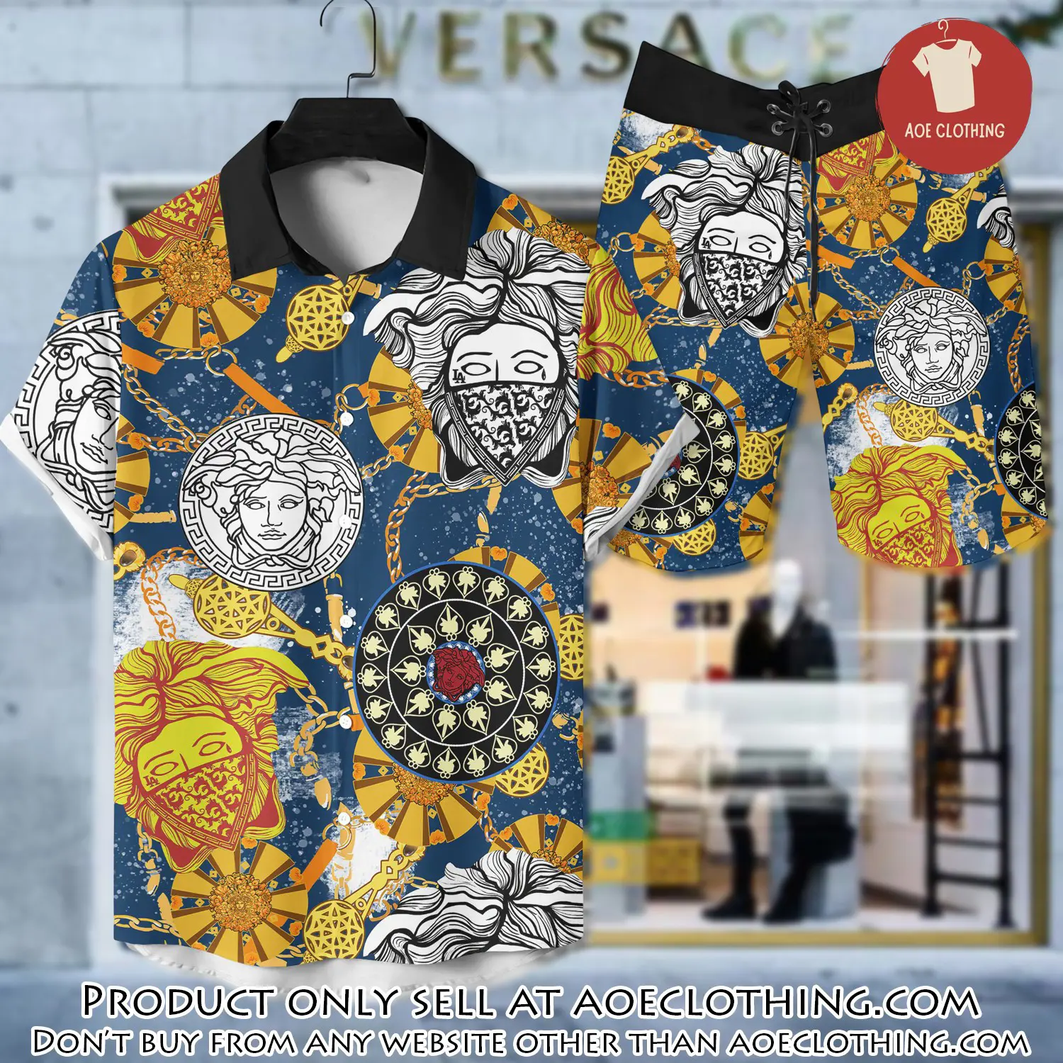 Versace luxury hawaiian shirt & short set lhs1210 aoe1032583